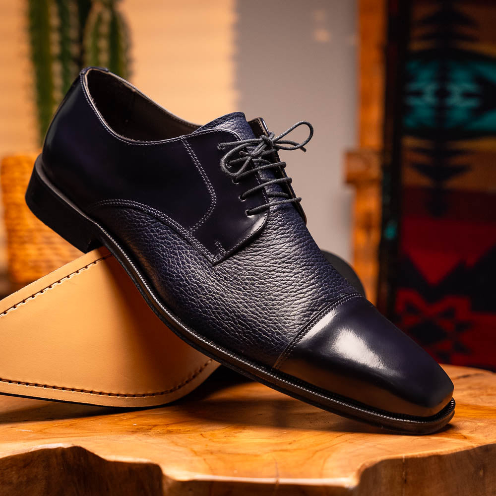 Belvedere Studio Alexander Deerskin & Nappa Derby Navy
