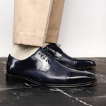 Belvedere Studio Alexander Deerskin & Nappa Derby Navy