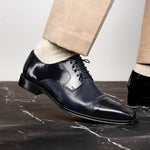 Belvedere Studio Alexander Deerskin & Nappa Derby Navy