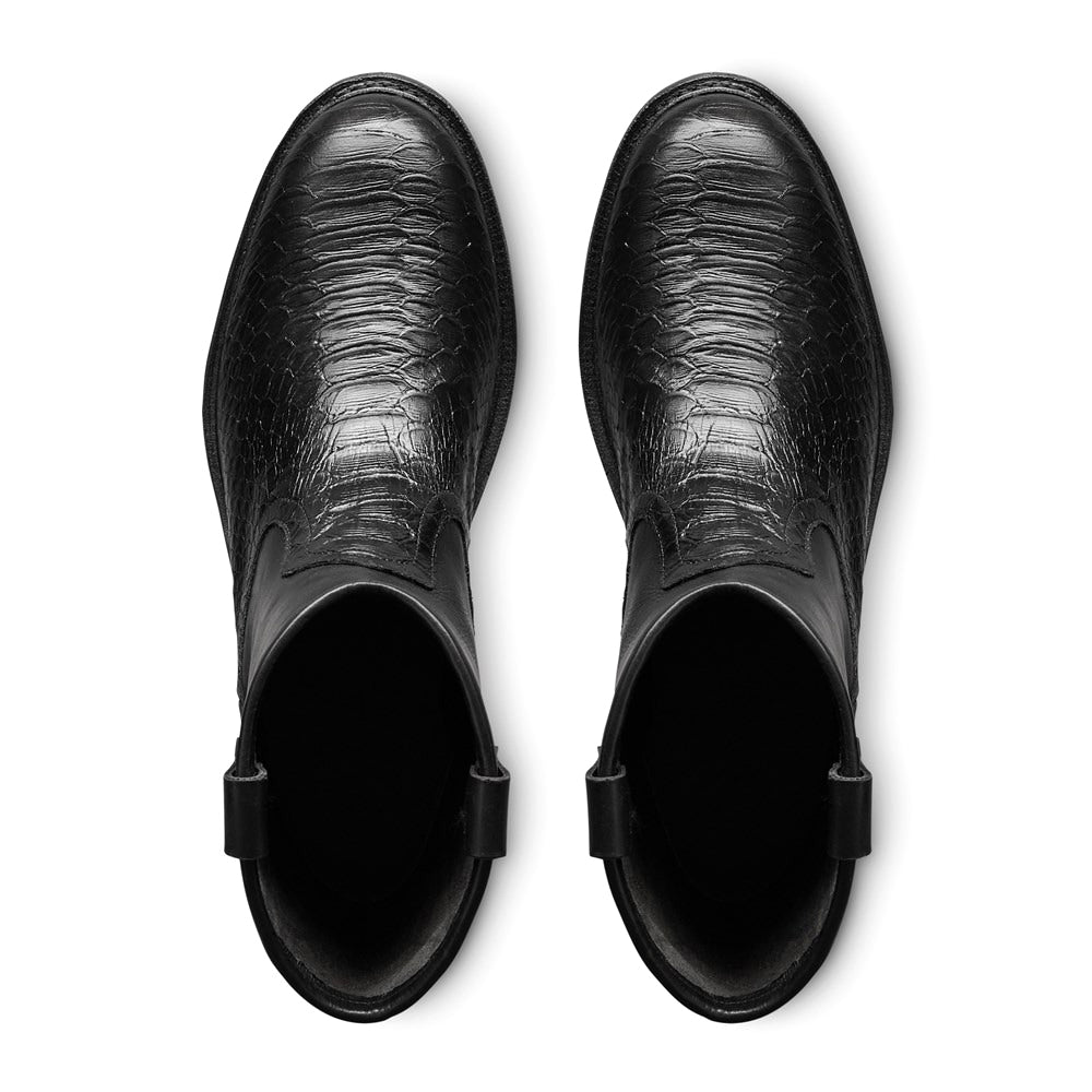 Allen Edmonds Dallas Roper Snake Print Leather Low Boots Black (7808)