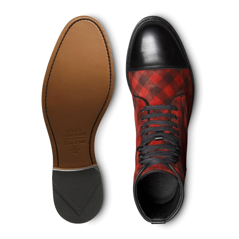 Allen Edmonds Landon Printed Suede Cap-toe Boots Red/Black (6143)