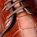 Allen Edmonds Maxwell Reserve Crocodile Plain-toe Derby Dress Shoes Chili Croc (7717)