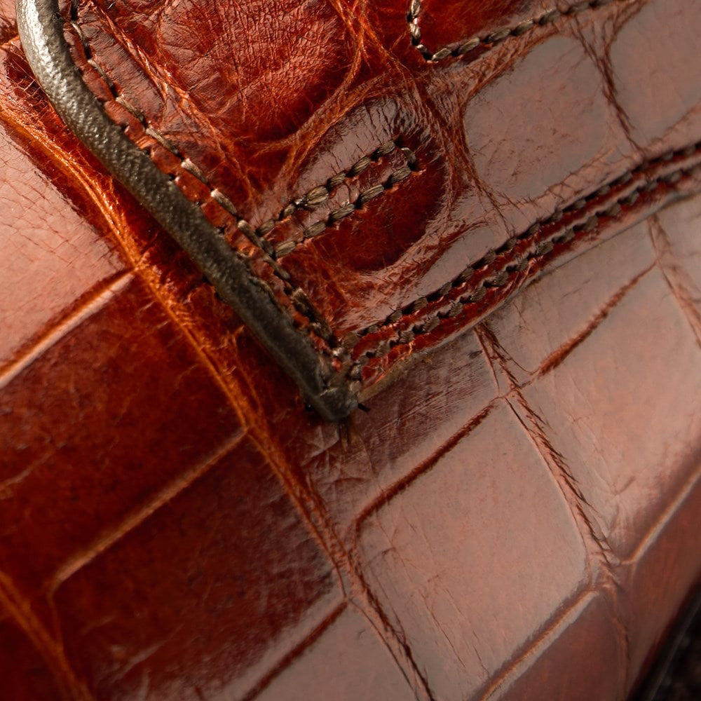 Allen Edmonds Maxwell Reserve Crocodile Plain-toe Derby Dress Shoes Chili Croc (7717)
