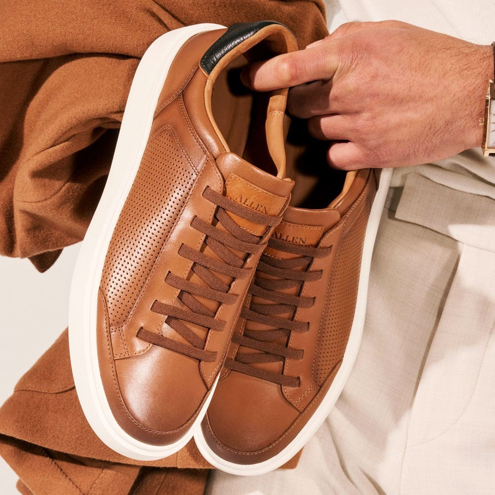 Allen Edmonds Oliver Leather Slip-on Stretch-lace Sneaker Luggage Tan (6906)