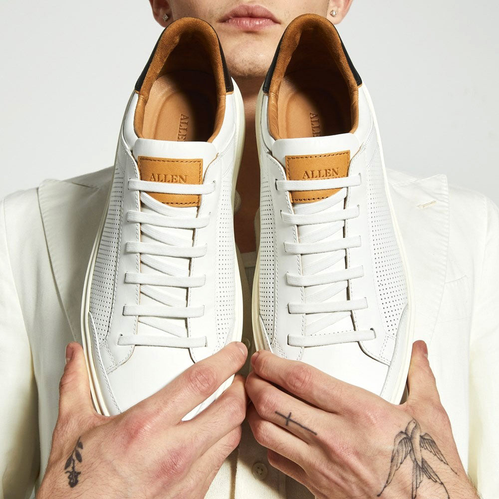 Allen Edmonds Oliver Leather Slip-on Stretch-lace Sneaker White (6152)