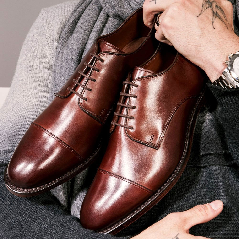 マナーガーデン Allen Edmonds Park Avenue Leather Cap-toe Derby Dress Shoe Black