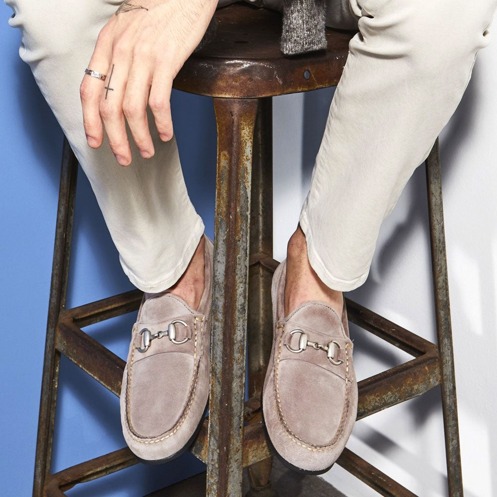 Allen Edmonds Sebastian Suede Bit Driving Loafer Pewter (6360)