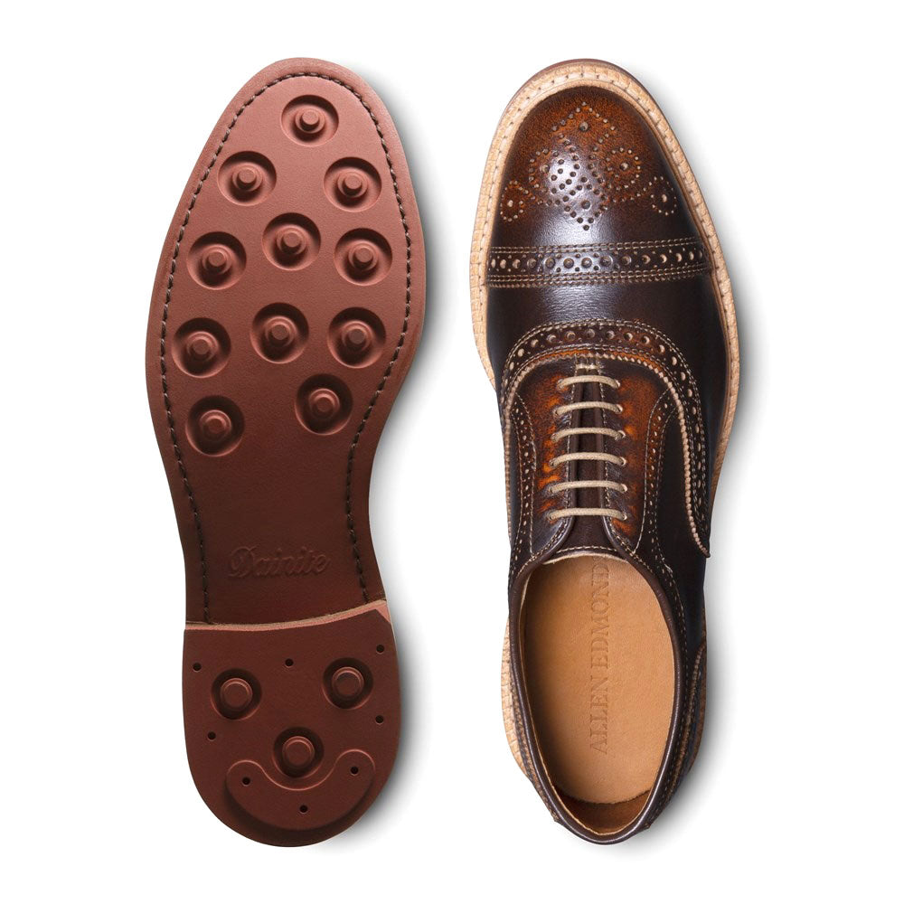 Allen Edmonds Strandmok Leather Cap-toe Oxford with Dainite Rubber Sole Brown Saddle (4027)
