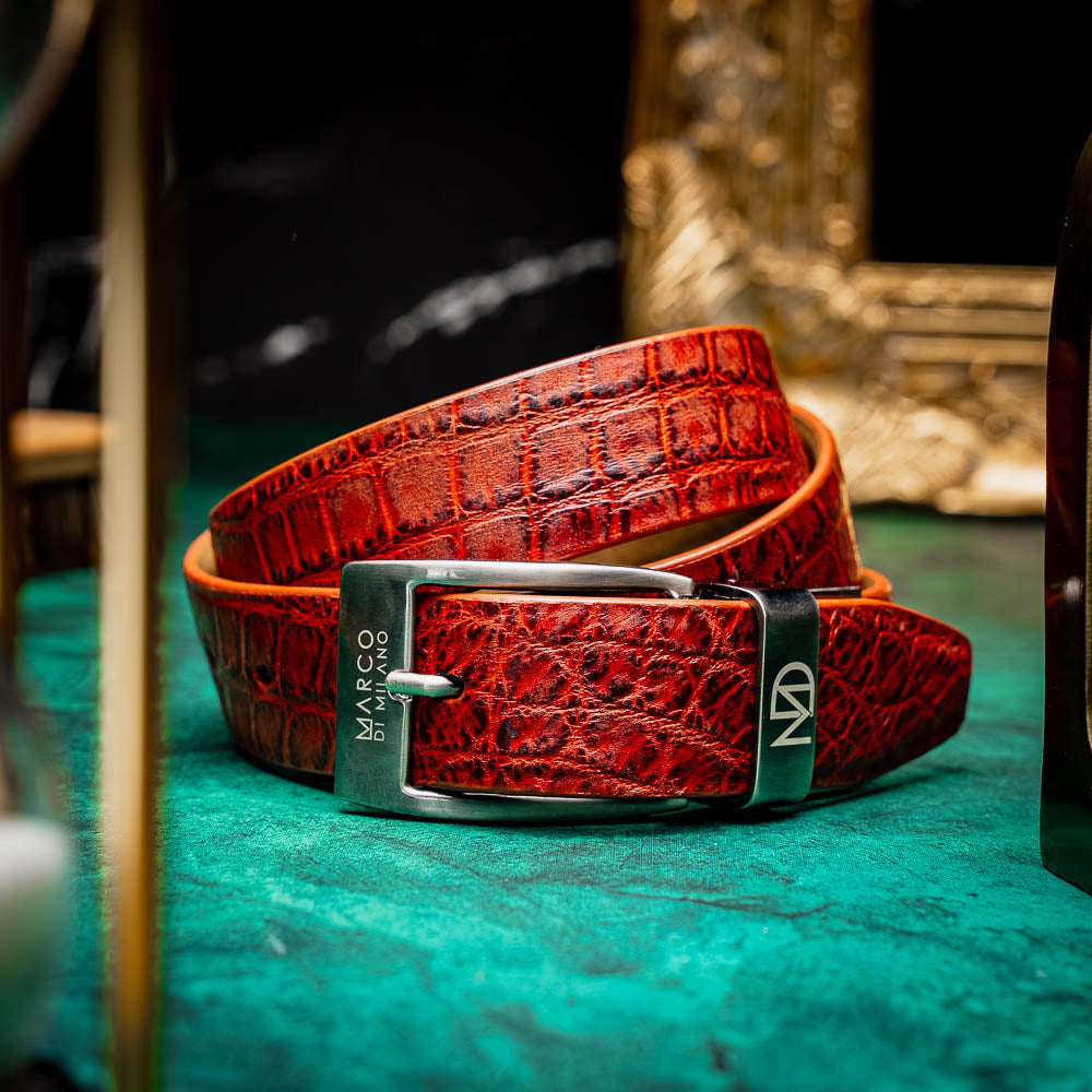 Marco Di Milano Alligator Belt Antique Cognac