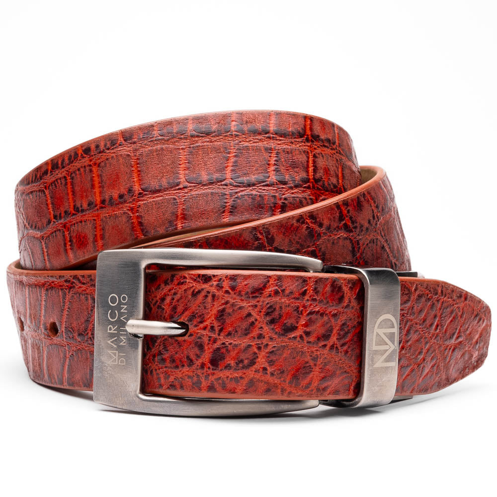 Marco Di Milano Alligator Belt Antique Cognac