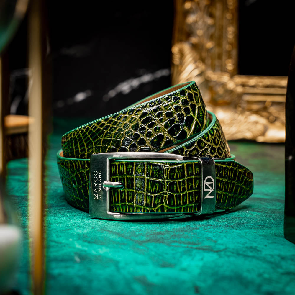 Marco Di Milano Alligator Belt Antique Green