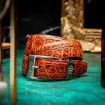 Marco Di Milano Alligator Belt Antique Honey