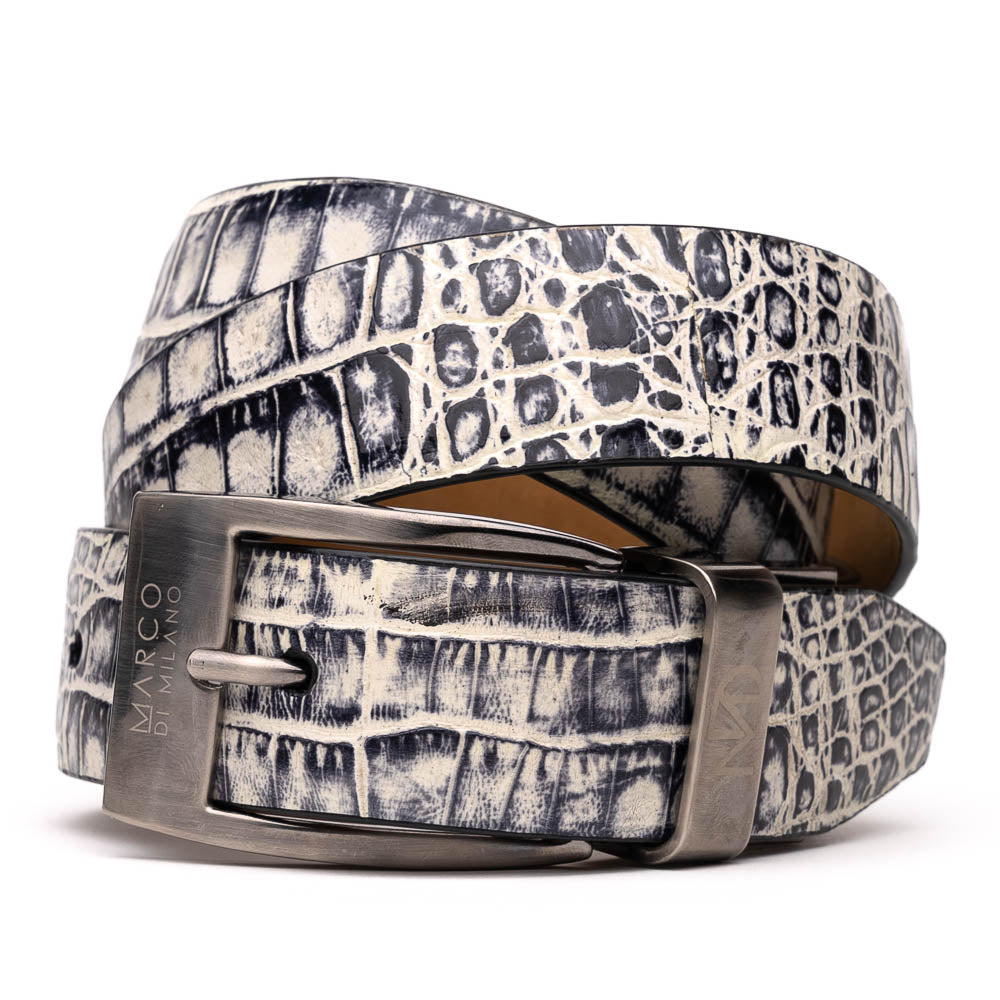 Marco Di Milano Alligator Belt Antique Newspaper