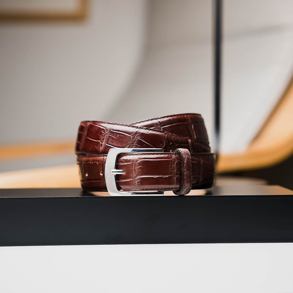 Caporicci Genuine Alligator Belt Brown