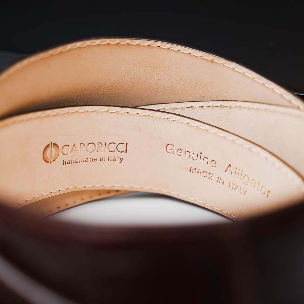Caporicci Genuine Alligator Belt Brown