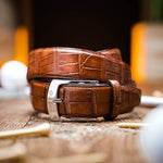 Caporicci Genuine Alligator Belt Cognac