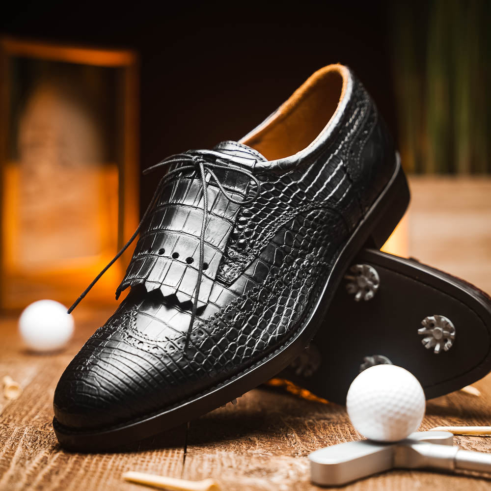 Caporicci Alligator Golf Shoes Black