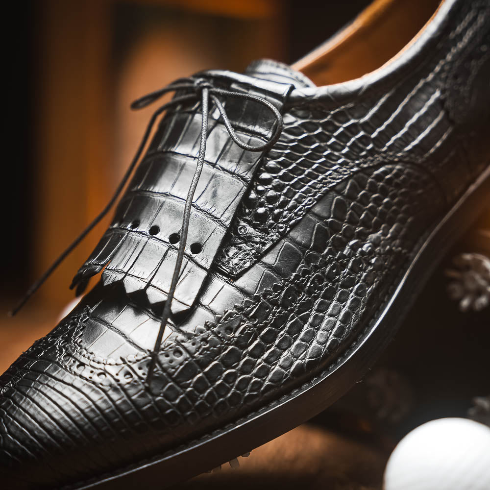 Caporicci Alligator Golf Shoes Black