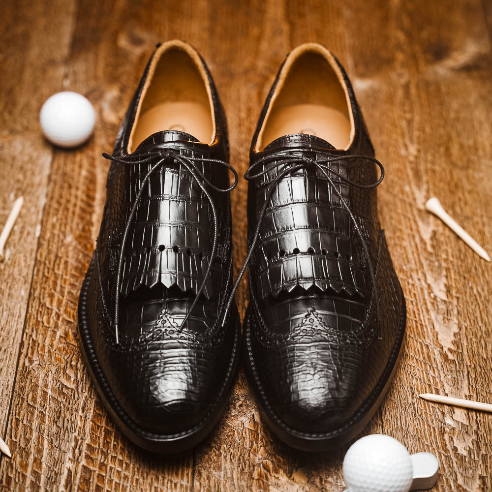 Caporicci Alligator Golf Shoes Black