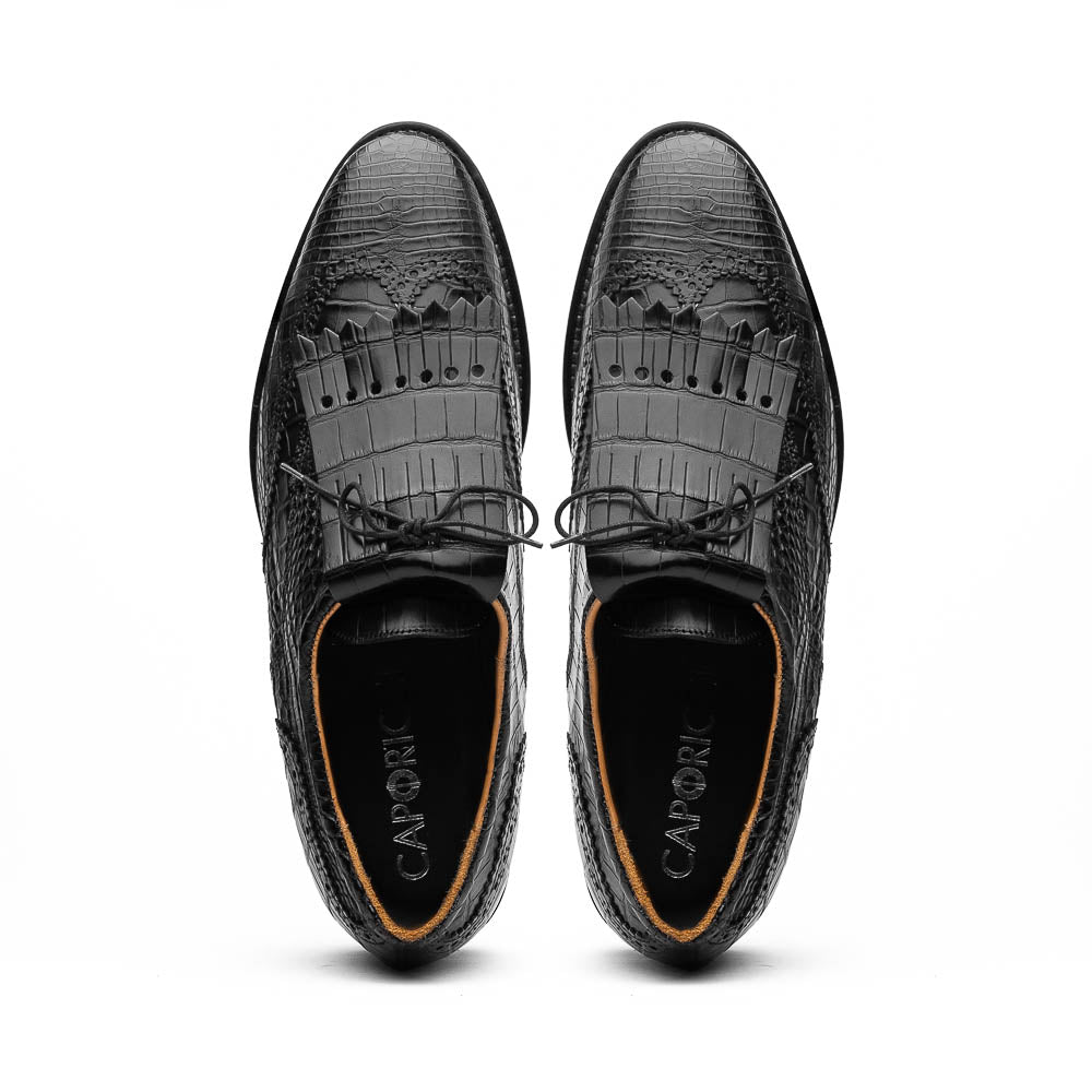 Caporicci Alligator Golf Shoes Black