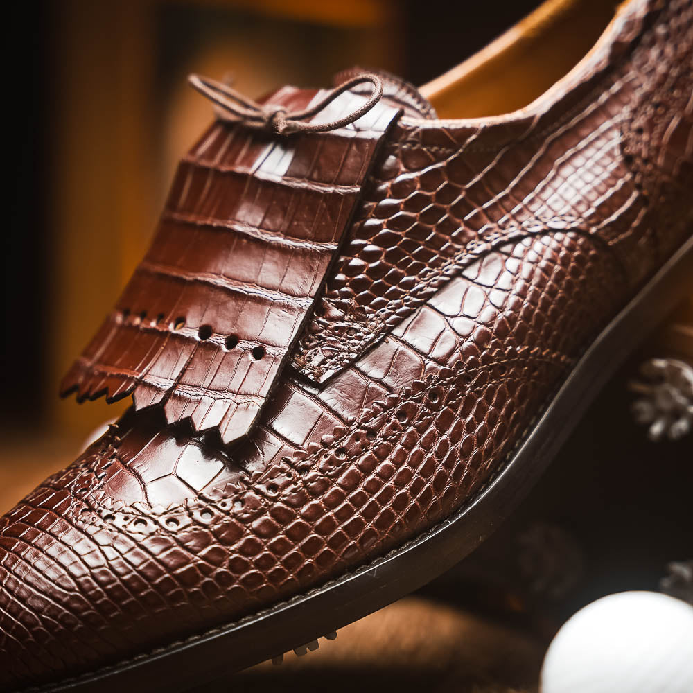 Caporicci Alligator Golf Shoes Brown