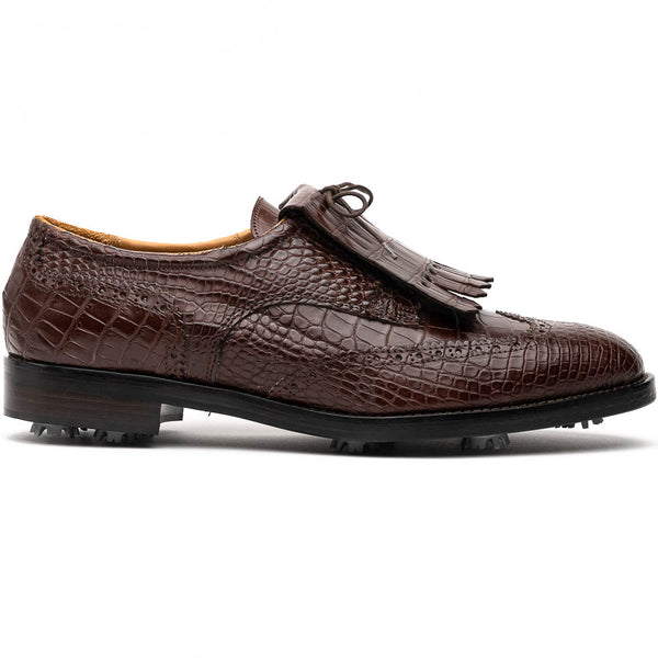 Like NEW! $1,800 Caporicci Genuine Alligator Crocodile Brown Shoes Loafers 11 The Philippe crocodile penny loafer – Aubercy main image 4