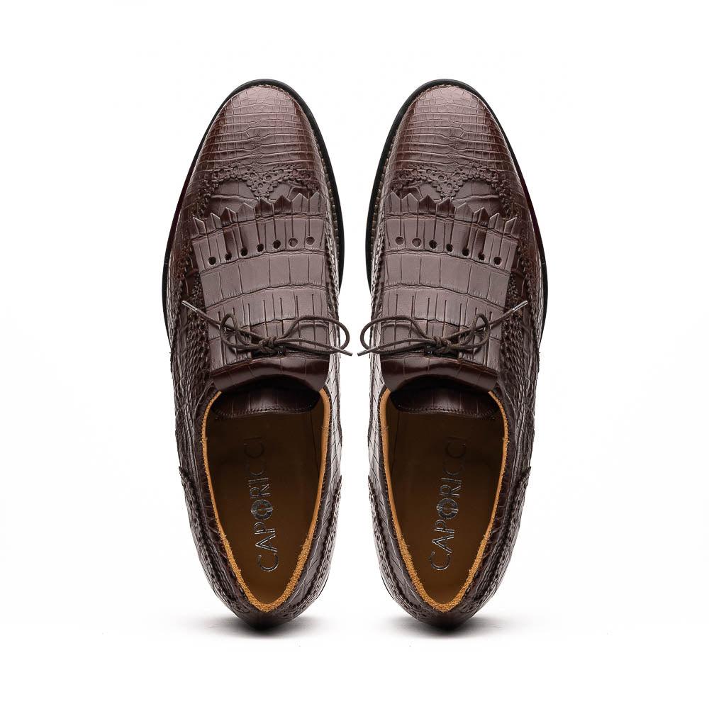 Caporicci Alligator Golf Shoes Brown