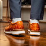Marco Di Milano Alonzo Caiman Crocodile Sneakers Cognac