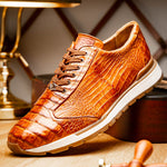 Marco Di Milano Alonzo Caiman Crocodile Sneakers Cognac