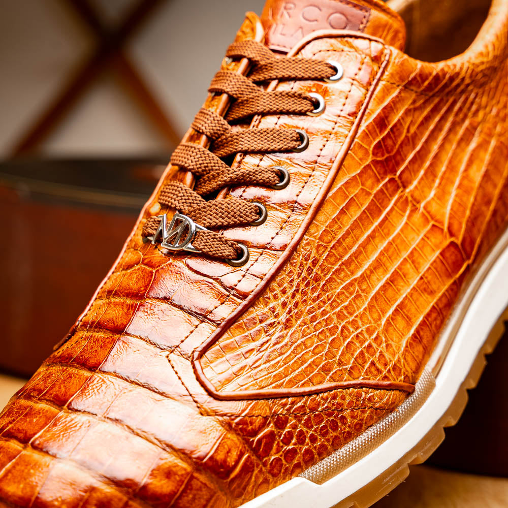 Marco Di Milano Alonzo Caiman Crocodile Sneakers Cognac