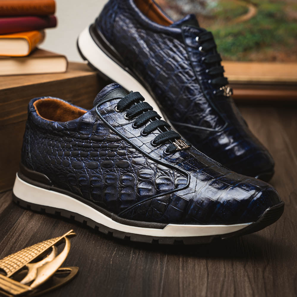 Marco Di Milano Alonzo Caiman Crocodile Sneakers Navy
