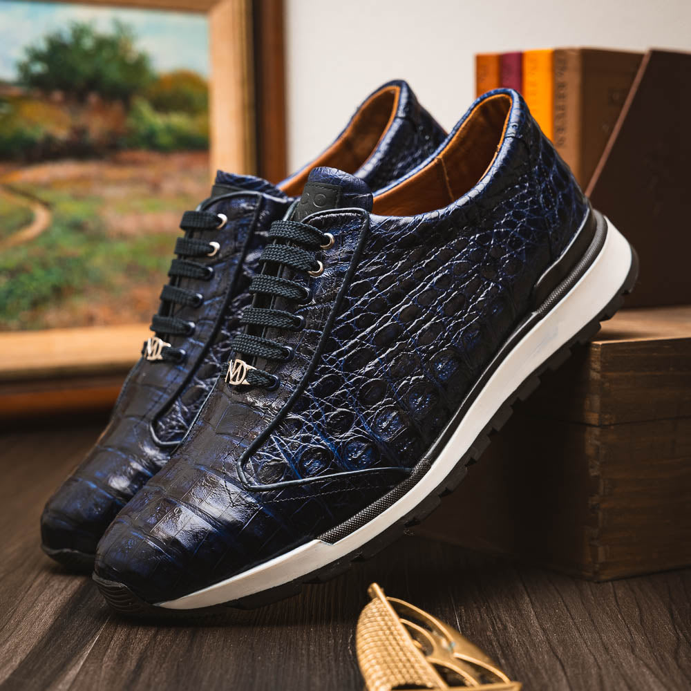 Marco Di Milano Alonzo Caiman Crocodile Sneakers Navy
