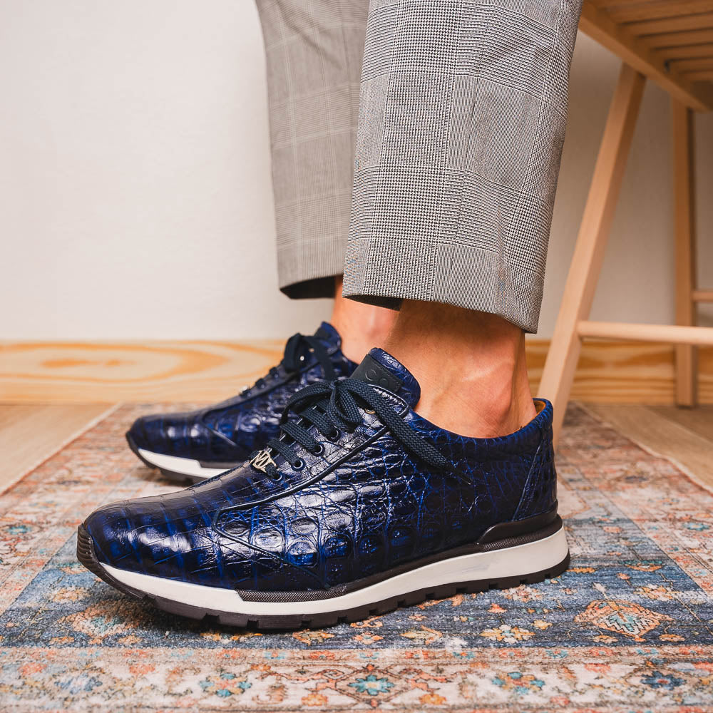 Marco Di Milano Alonzo Caiman Crocodile Sneakers Navy