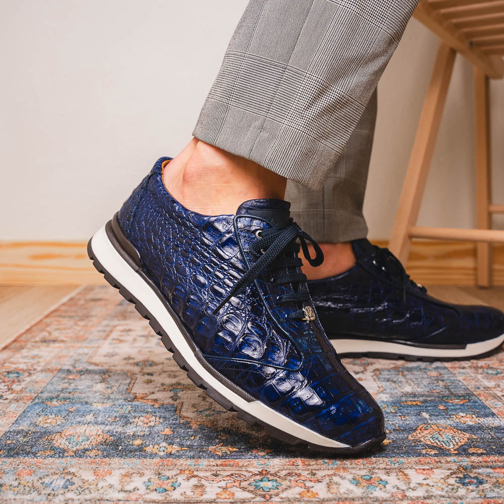 Marco Di Milano Alonzo Caiman Crocodile Sneakers Navy