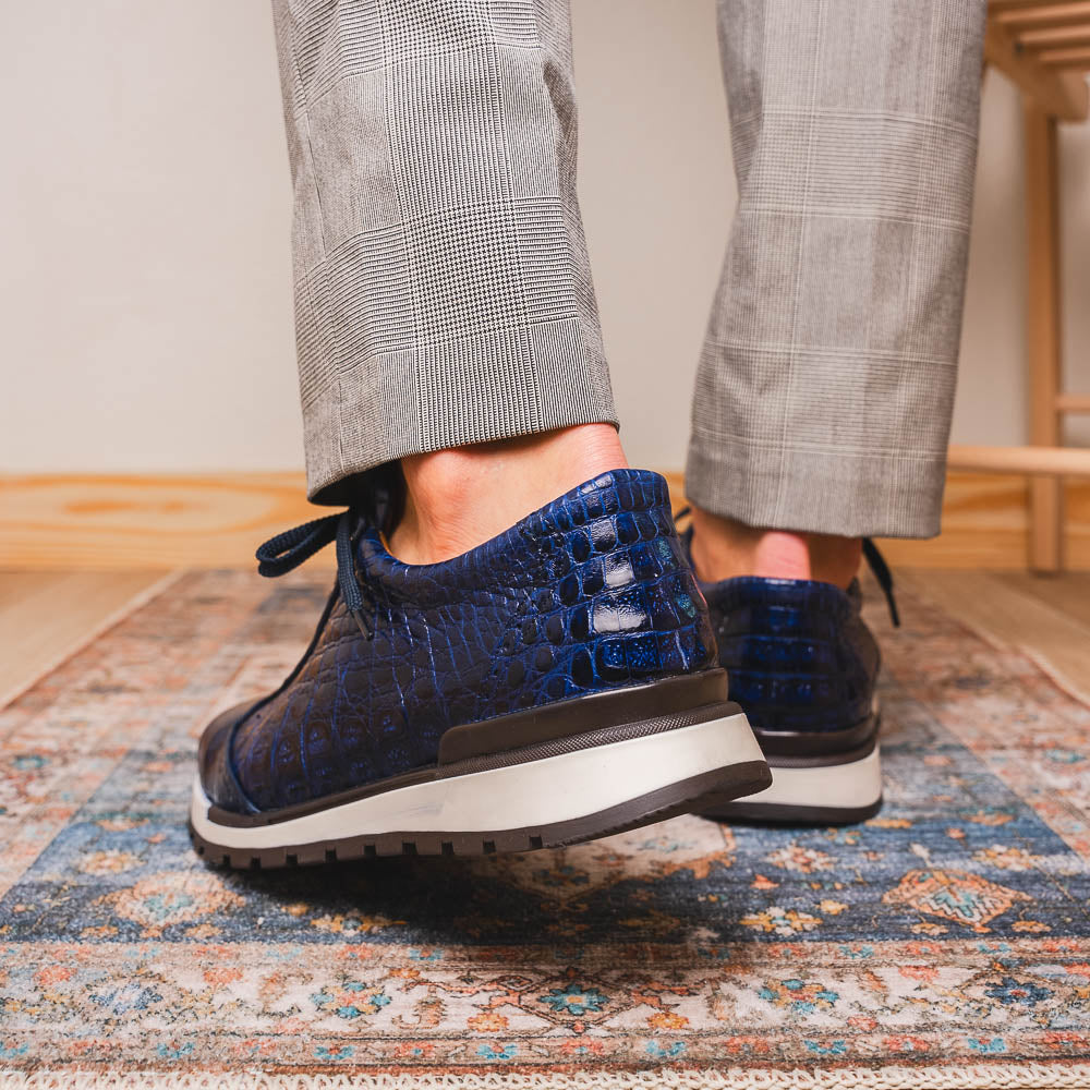 Marco Di Milano Alonzo Caiman Crocodile Sneakers Navy