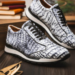 Marco Di Milano Alonzo Caiman Crocodile Sneakers Newspaper