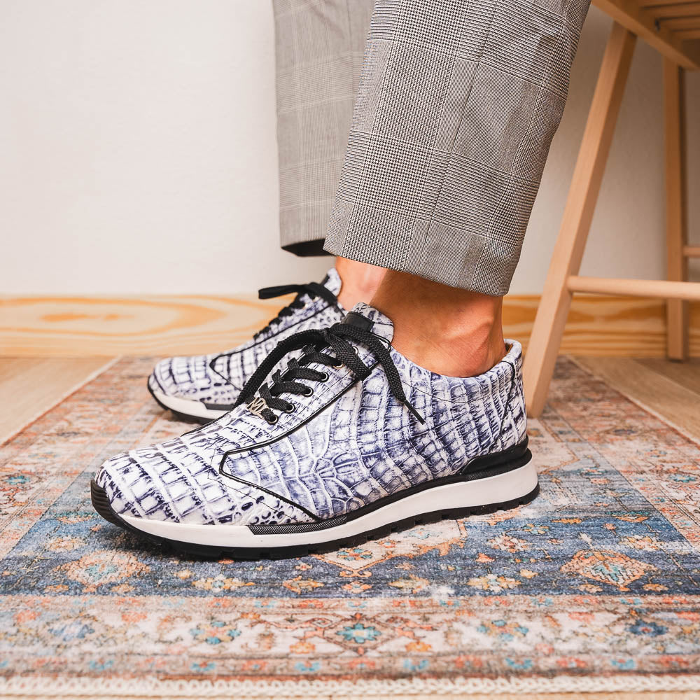 Marco Di Milano Alonzo Caiman Crocodile Sneakers Newspaper