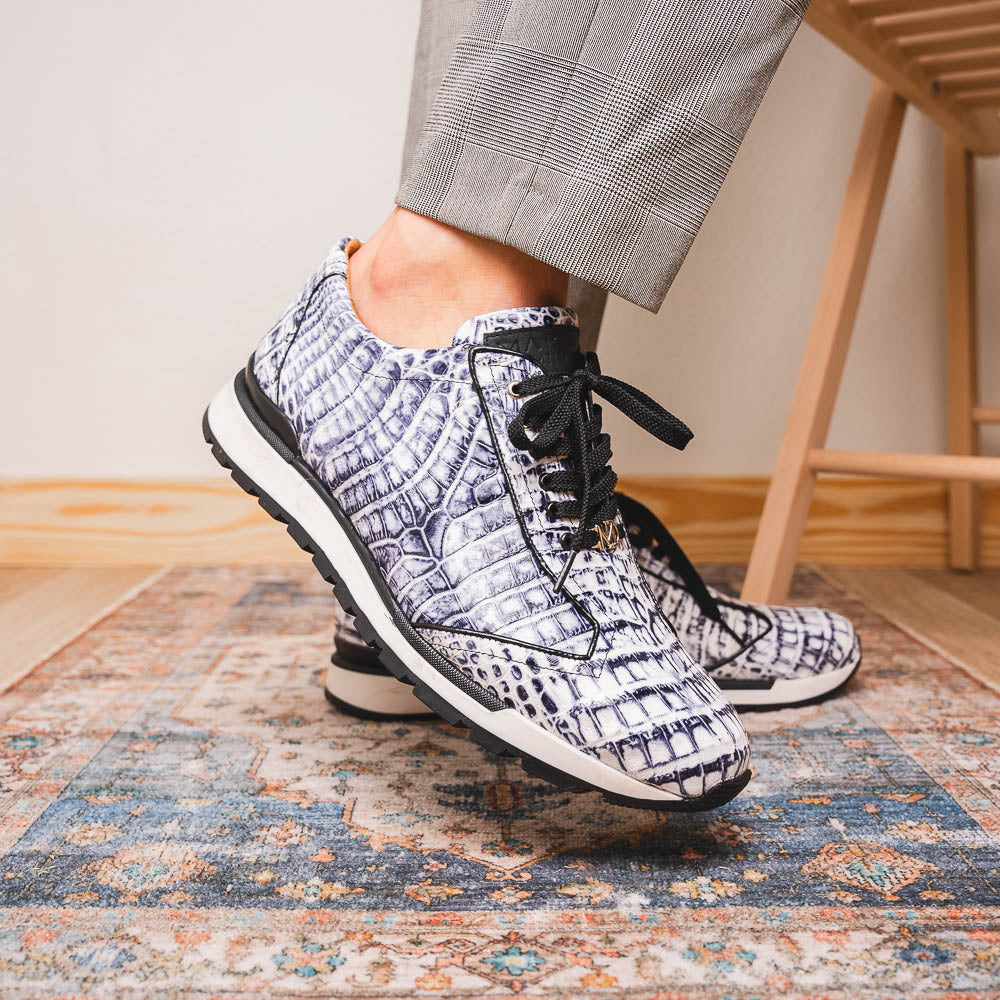 Marco Di Milano Alonzo Caiman Crocodile Sneakers Newspaper