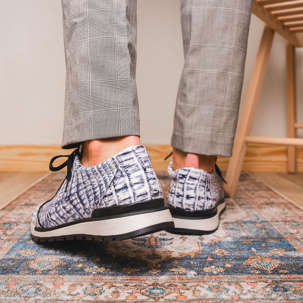 Marco Di Milano Alonzo Caiman Crocodile Sneakers Newspaper