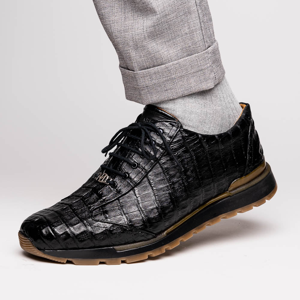 Marco Di Milano Alonzo Caiman Crocodile Sneakers Black