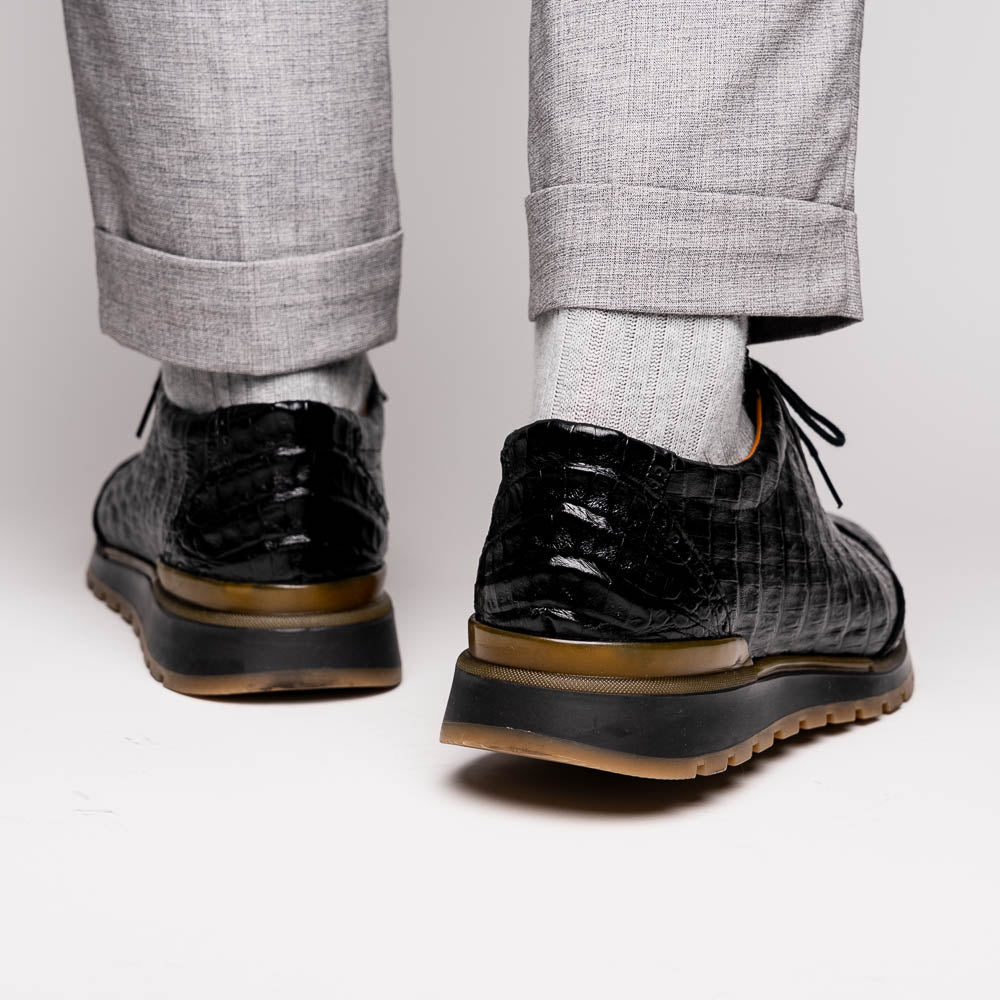 Marco Di Milano Alonzo Caiman Crocodile Sneakers Black