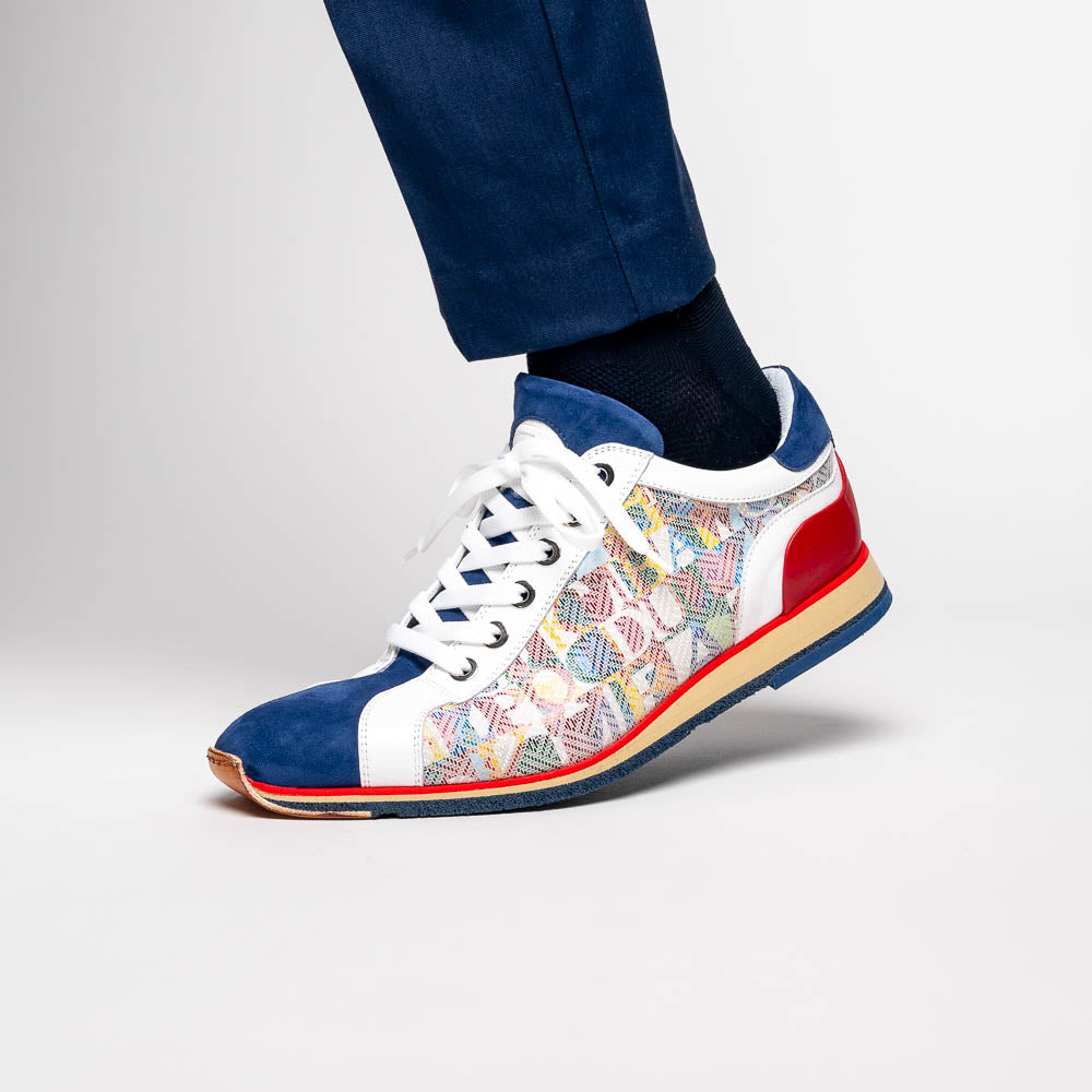 Zelli Alpha Calfskin Alpha Print Sneakers Blue (65-211-BLU)
