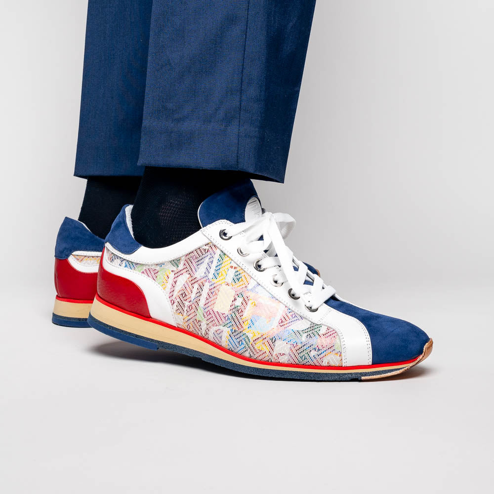 Zelli Alpha Calfskin Alpha Print Sneakers Blue (65-211-BLU)