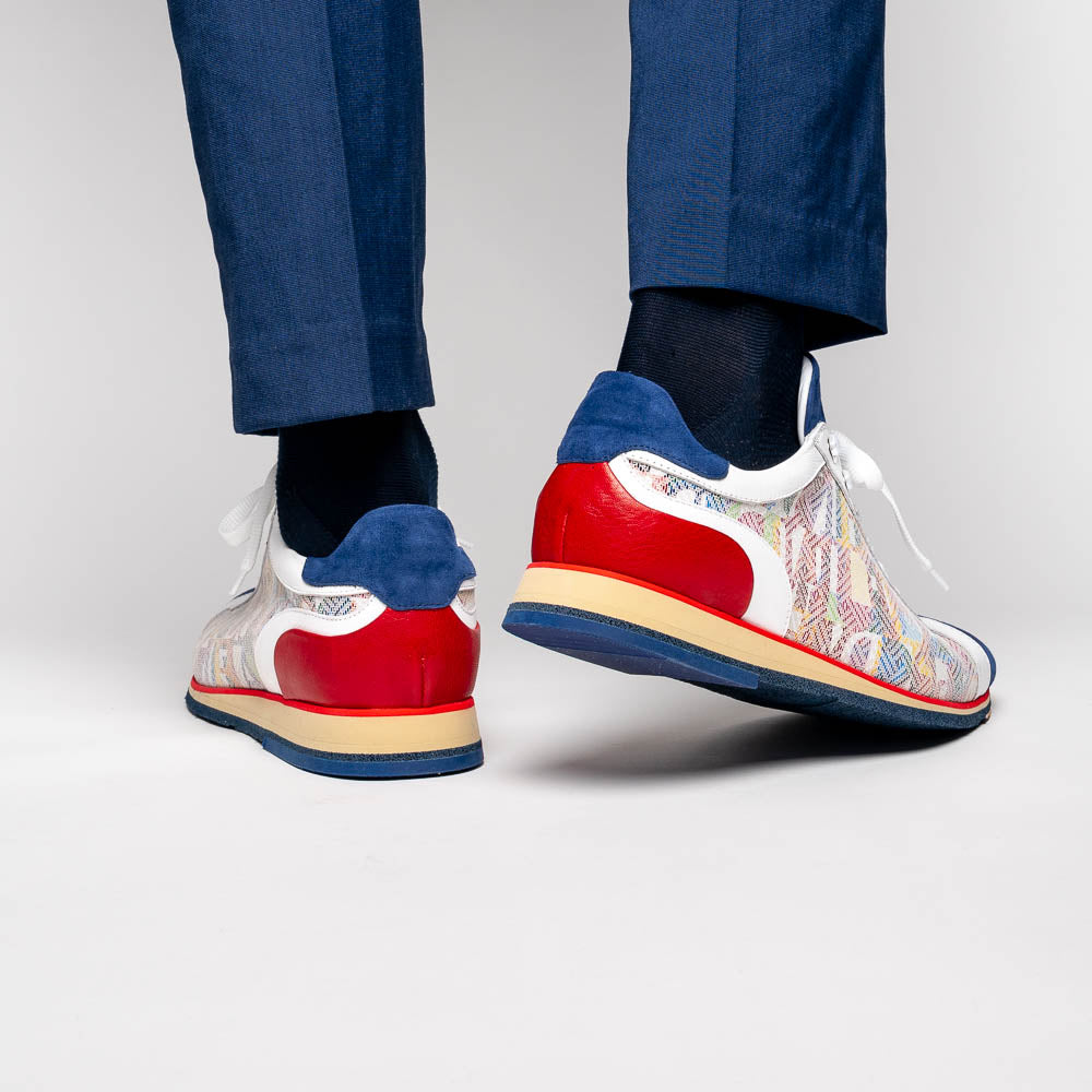 Zelli Alpha Calfskin Alpha Print Sneakers Blue (65-211-BLU)