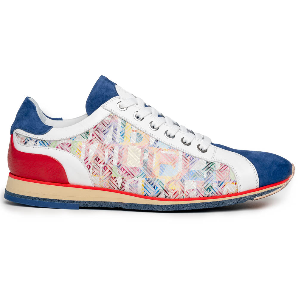 Zelli Alpha Calfskin Alpha Print Sneakers Blue