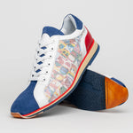 Zelli Alpha Calfskin Alpha Print Sneakers Blue (65-211-BLU)