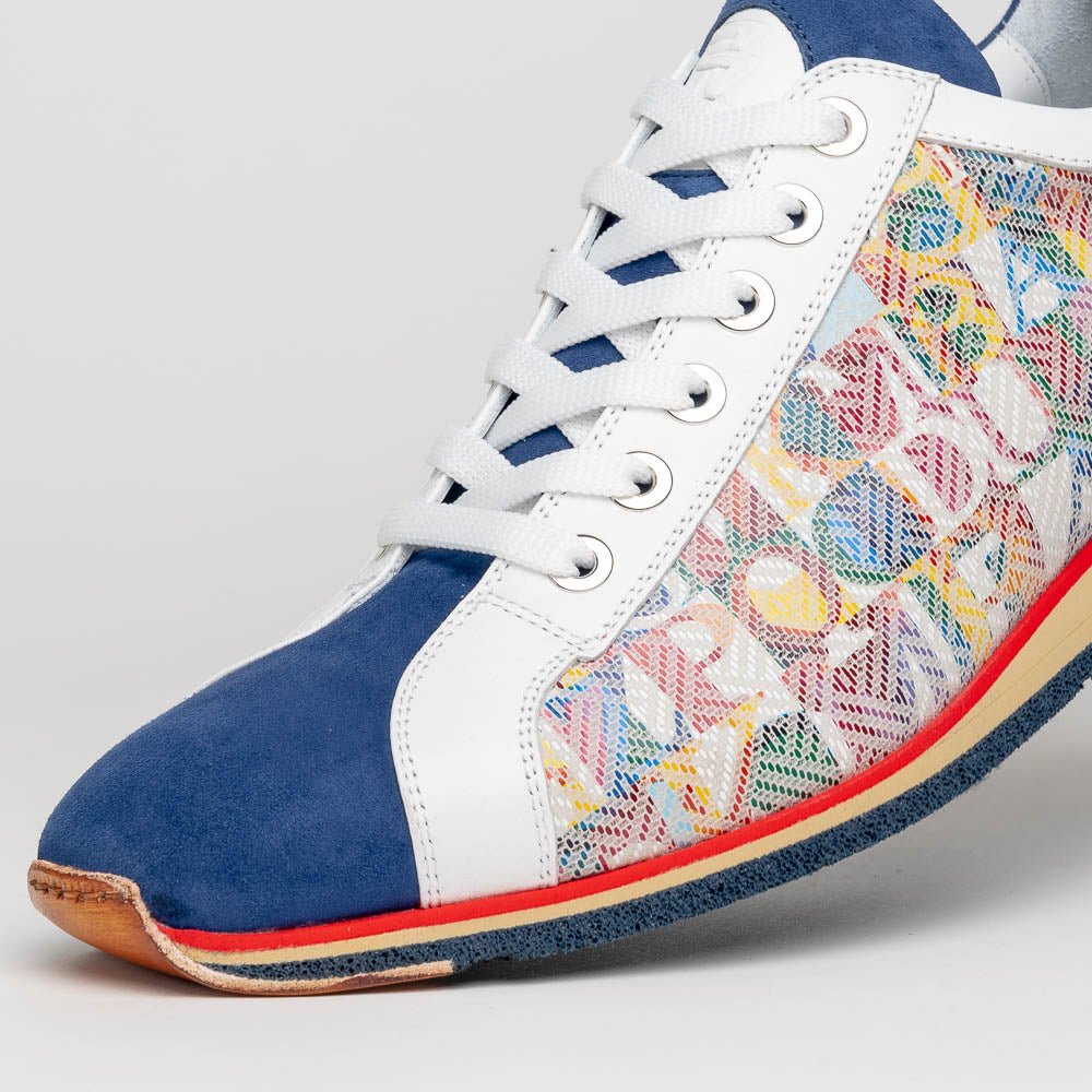 Zelli Alpha Calfskin Alpha Print Sneakers Blue (65-211-BLU)