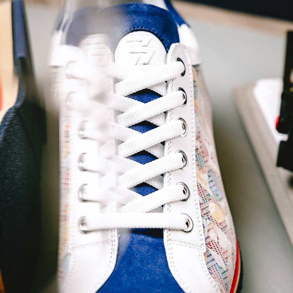 Zelli Alpha Calfskin Alpha Print Sneakers Blue (65-211-BLU)