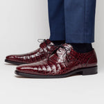Mezlan Anderson Crocodile Derby Shoes Burgundy (13584-F)