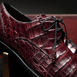 Mezlan Anderson Crocodile Derby Shoes Burgundy (13584-F)